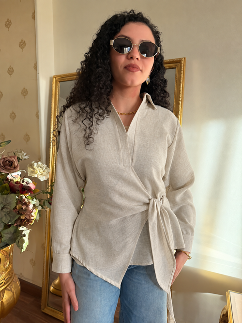 Beige Knot Top