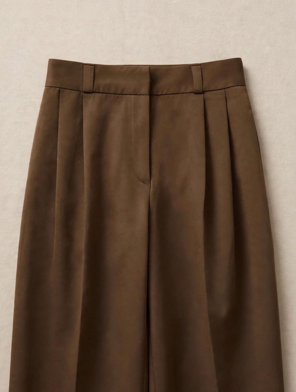 Brown Tailored Wide-Leg Trousers