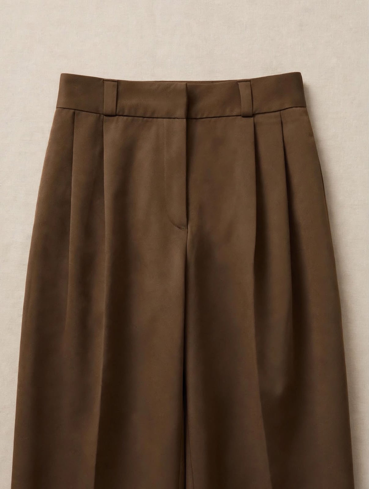 Brown Tailored Wide-Leg Trousers