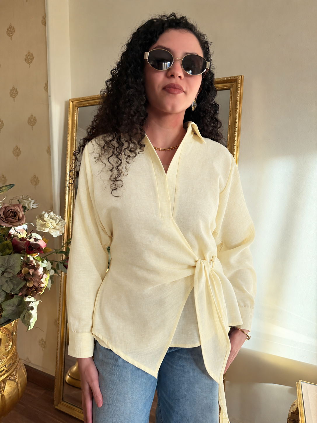 Butter Yellow Knot Top
