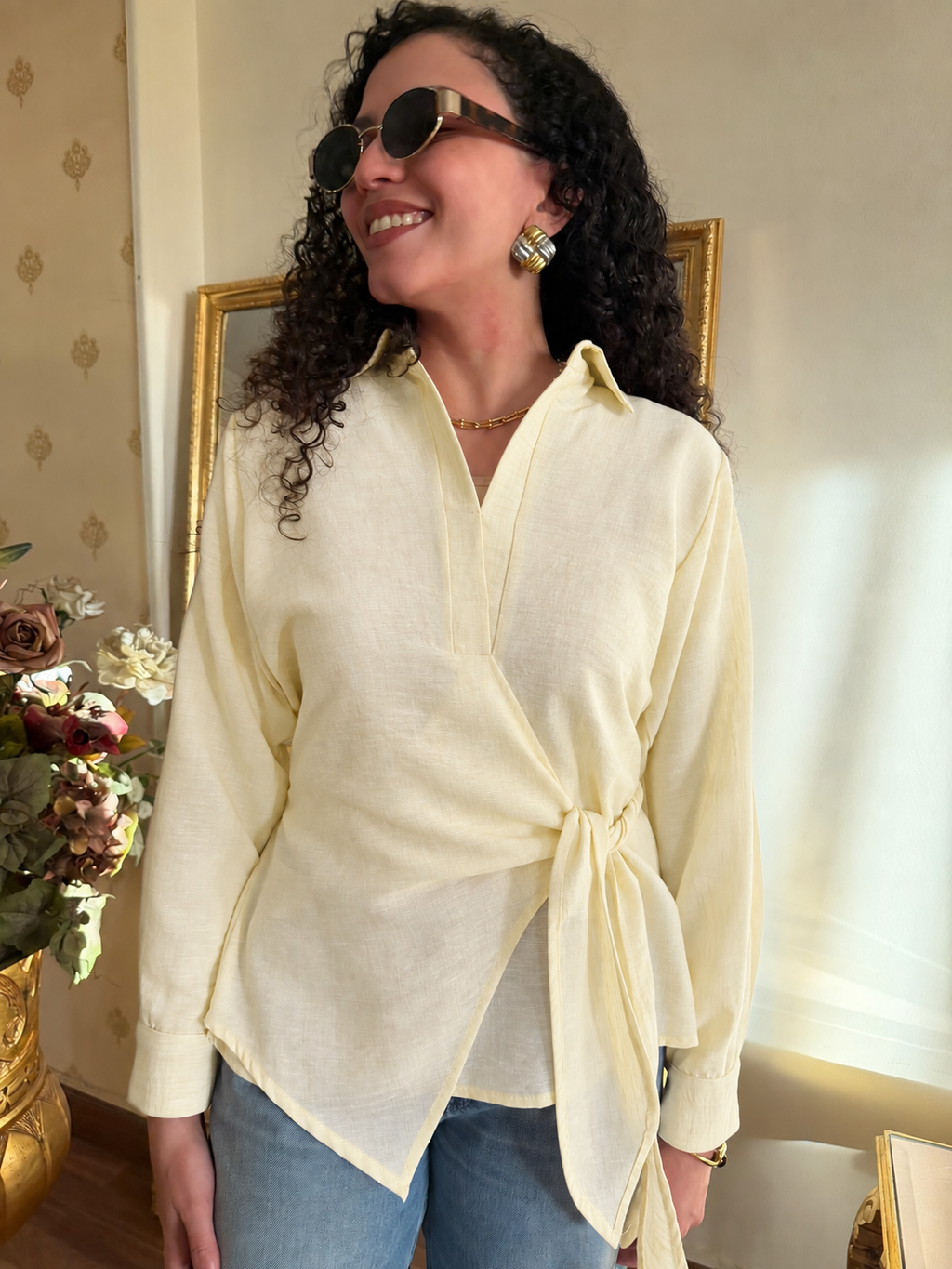 Butter Yellow Knot Top