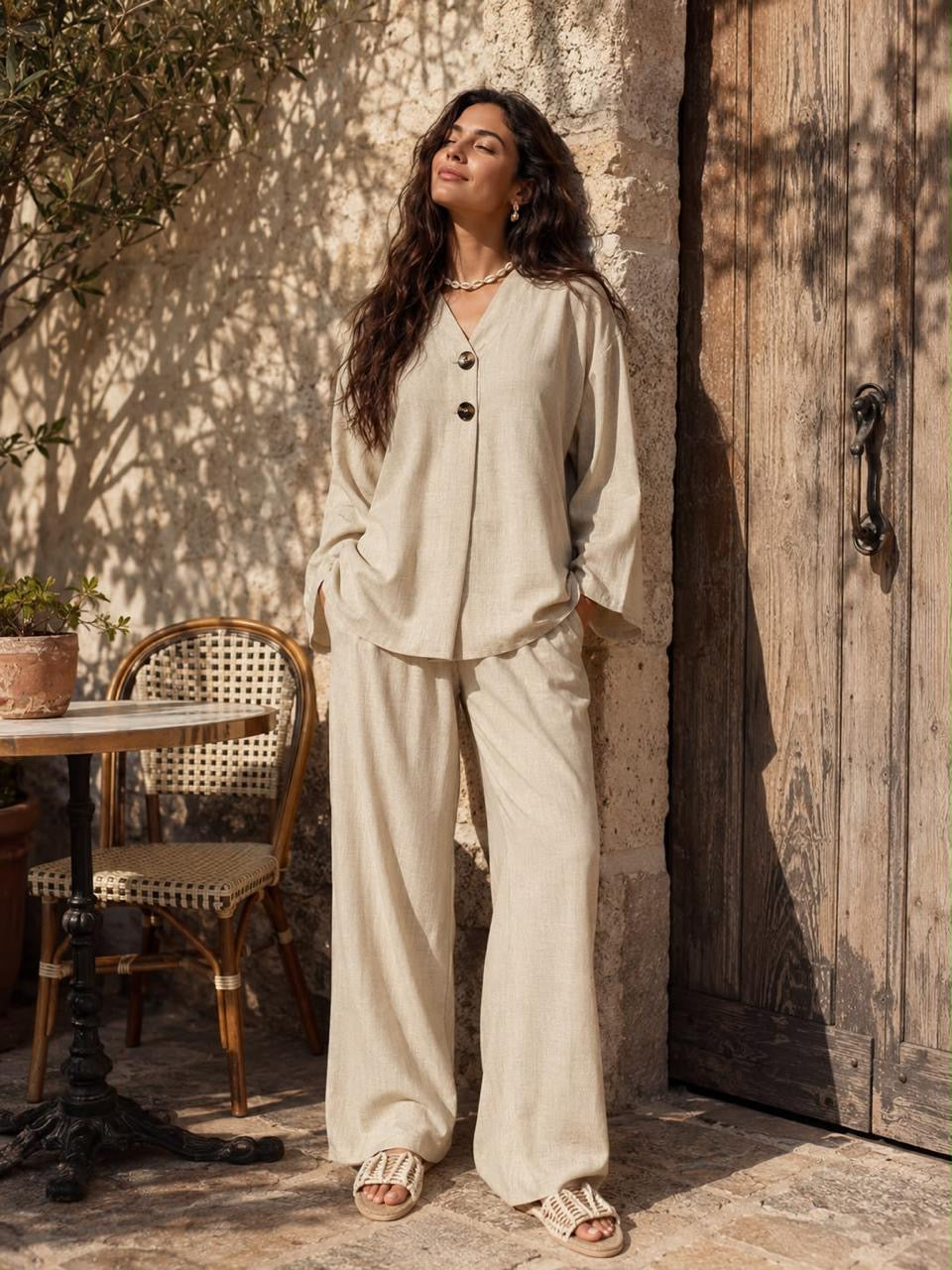 Beige Linen Set