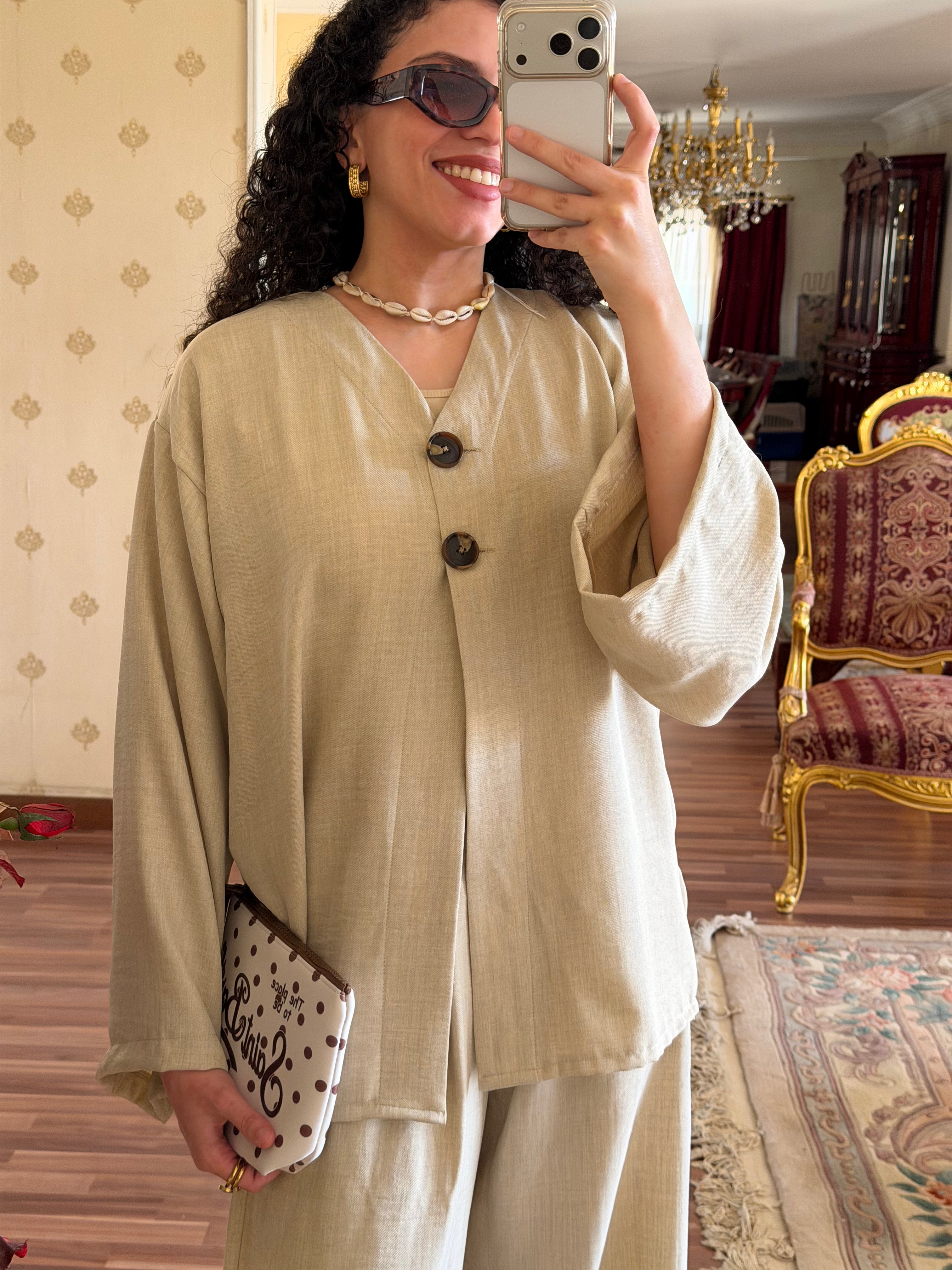 Beige Linen Set