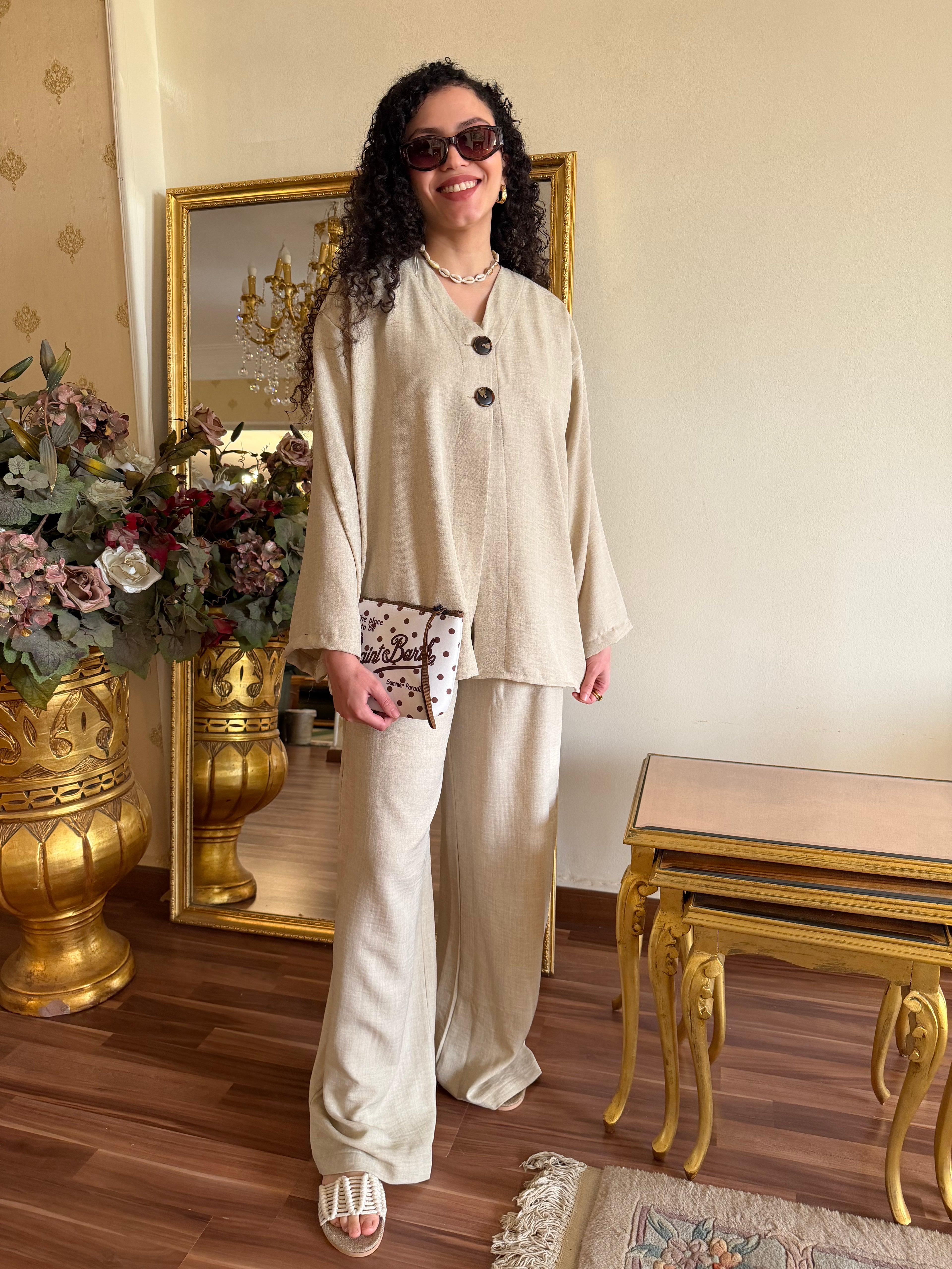 Beige Linen Set