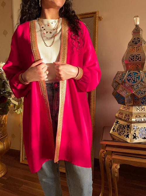Fuchsia Linen Cardigan