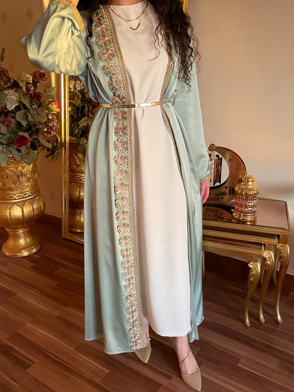 Mint Satin Kaftan