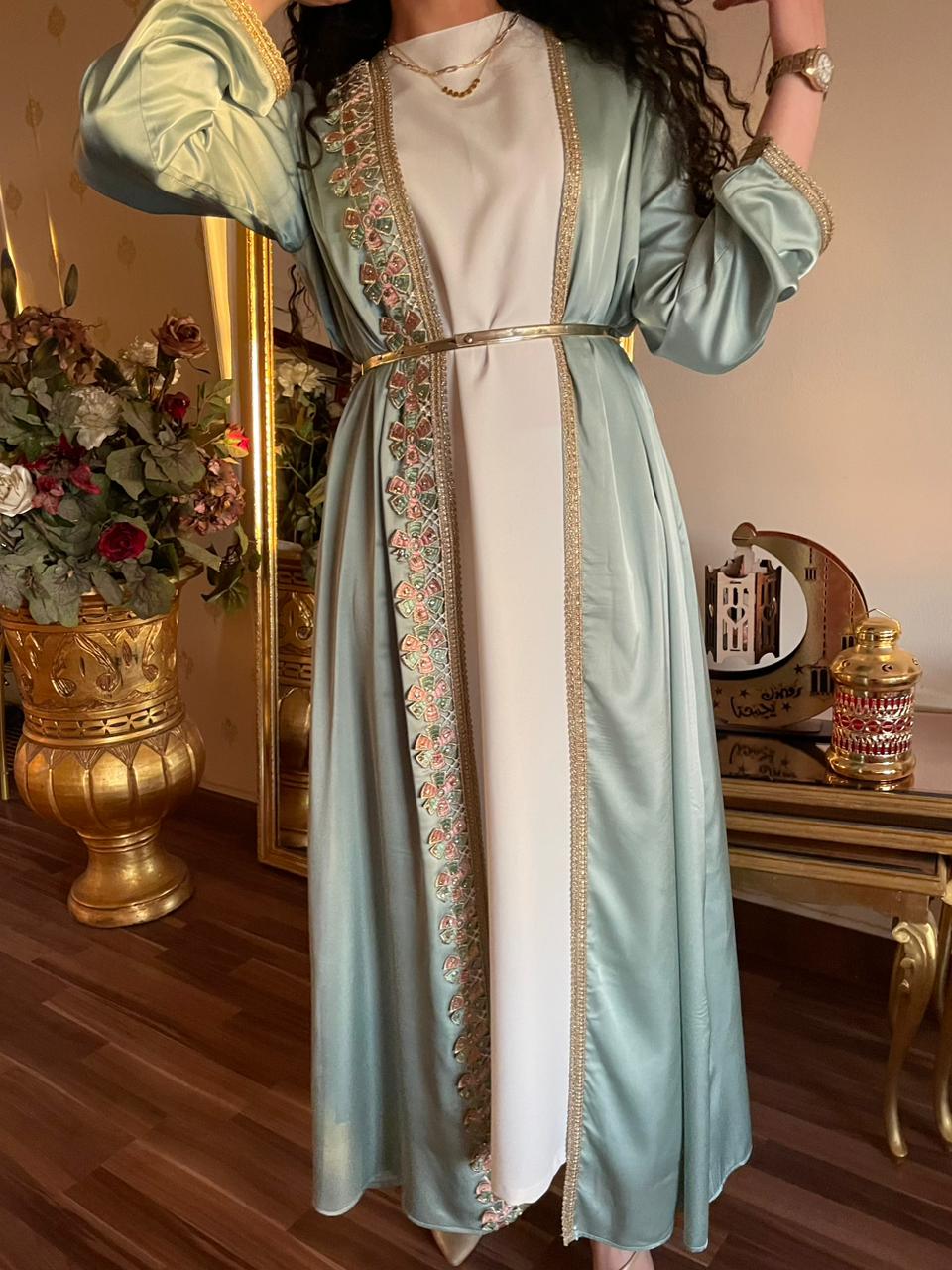 Mint Satin Kaftan